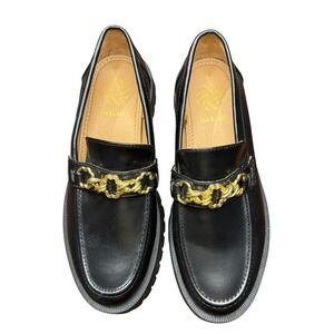 Sam & Libby Shoes Womens Size 8 Black Chain Loafer Platform‎ Lug Sole Flats